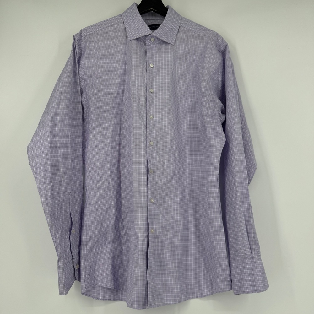 Proper Cloth Mens Purple Check Non-Iron Cotton Stretch Dress Shirt XL Custom
